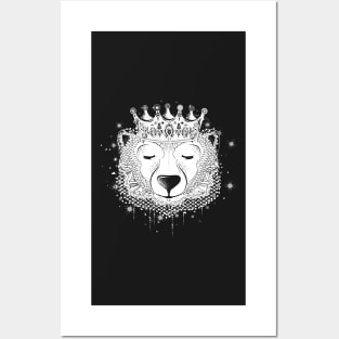 Polar bear with crown Posters and Art